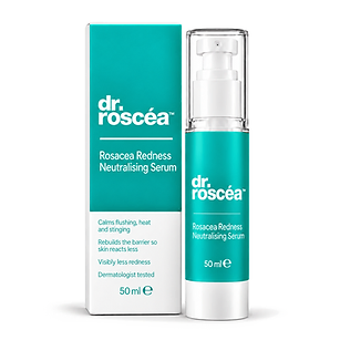 Dr. Roscéa™ Rosacea Redness Neutralising Serum bottle and carton