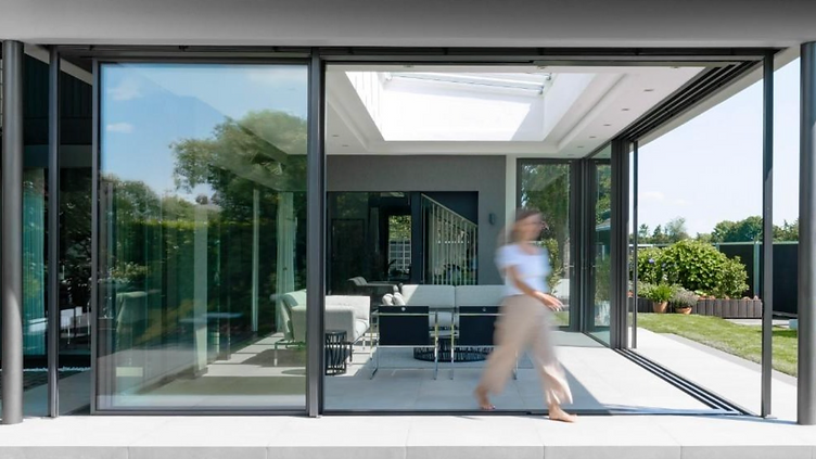 Solarlux Highline S sliding doors installed in a minimal-frame opening