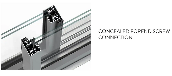 Concealed forend screw connection — cross-section of the Highline S forend profile bars with no visible screw connections