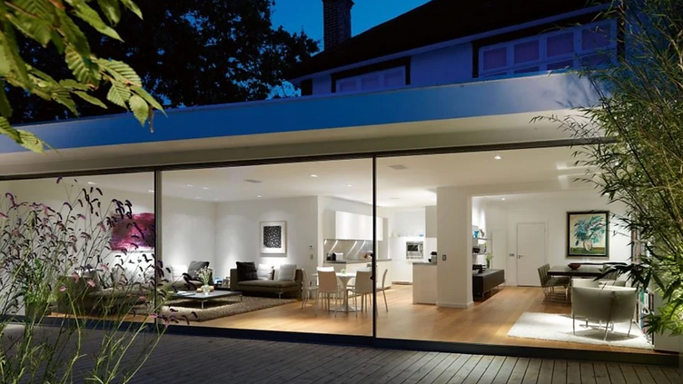 MFP 20 sliding doors installed in a minimal-frame opening