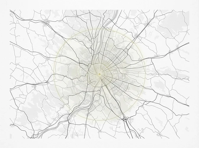 Budapest and 20 km service radius