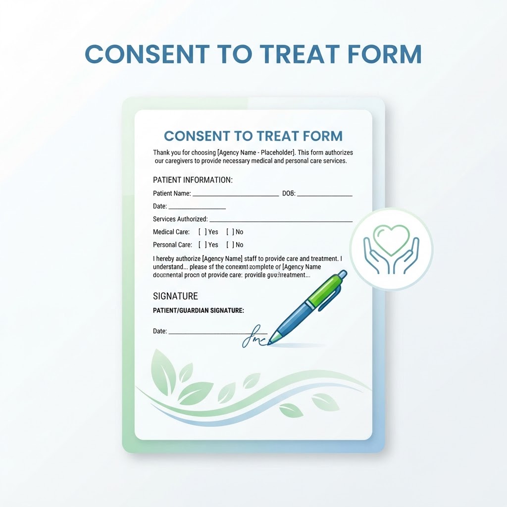 Consent to treat form template for home care clients
