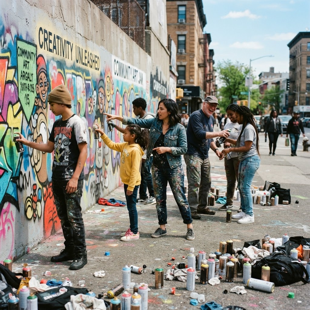 A VanDali01 graffiti workshop in progress