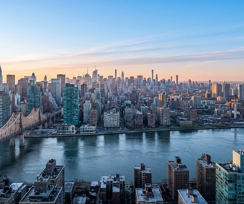 New York City skyline at sunrise
