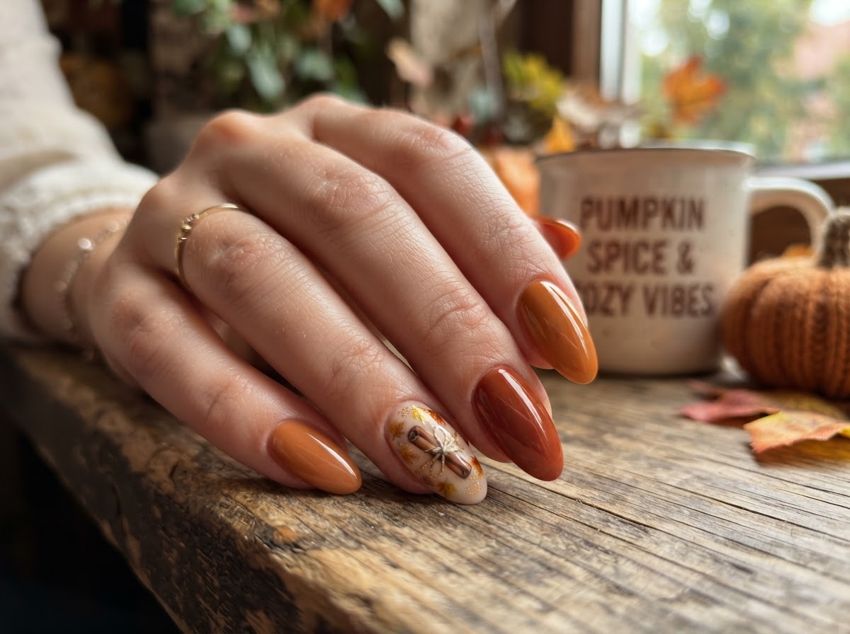 Pumpkin spice themed nails September 2026