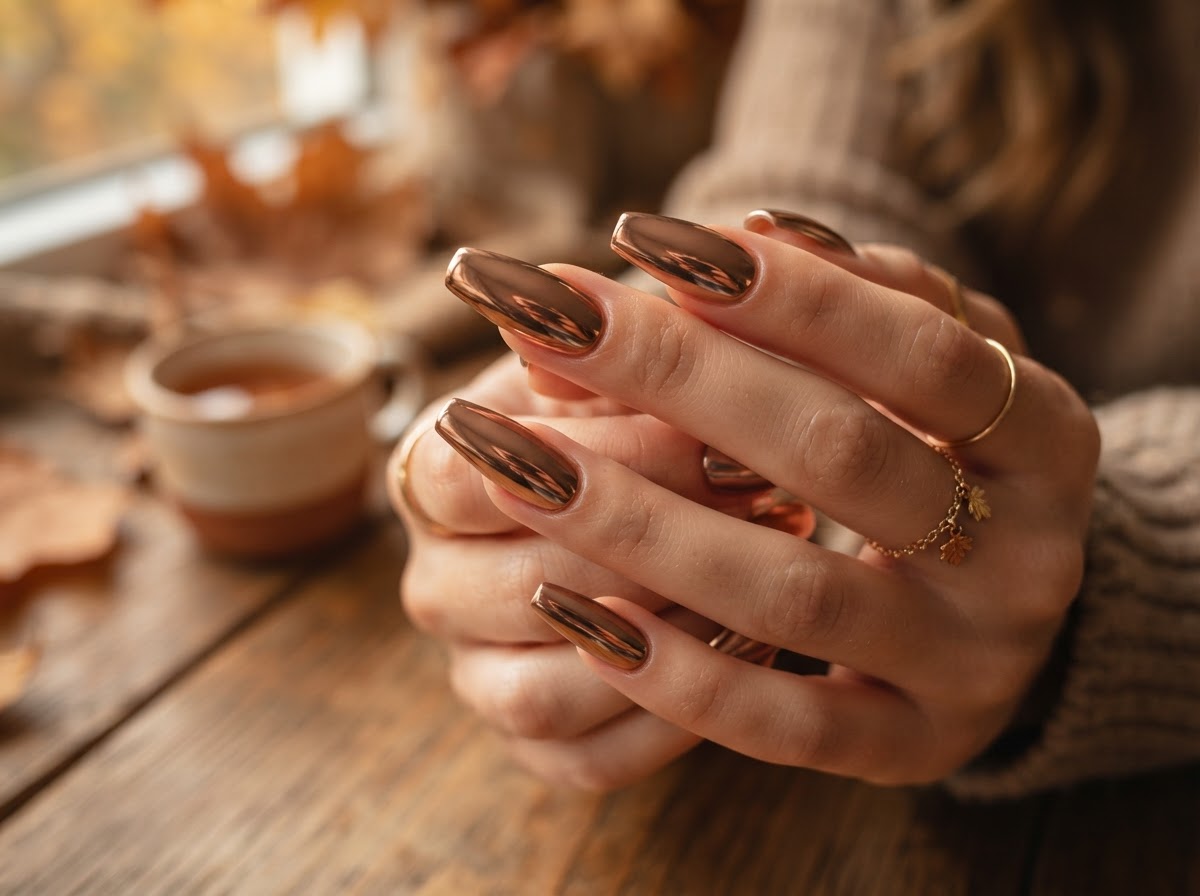 Bronze chrome nails September 2026