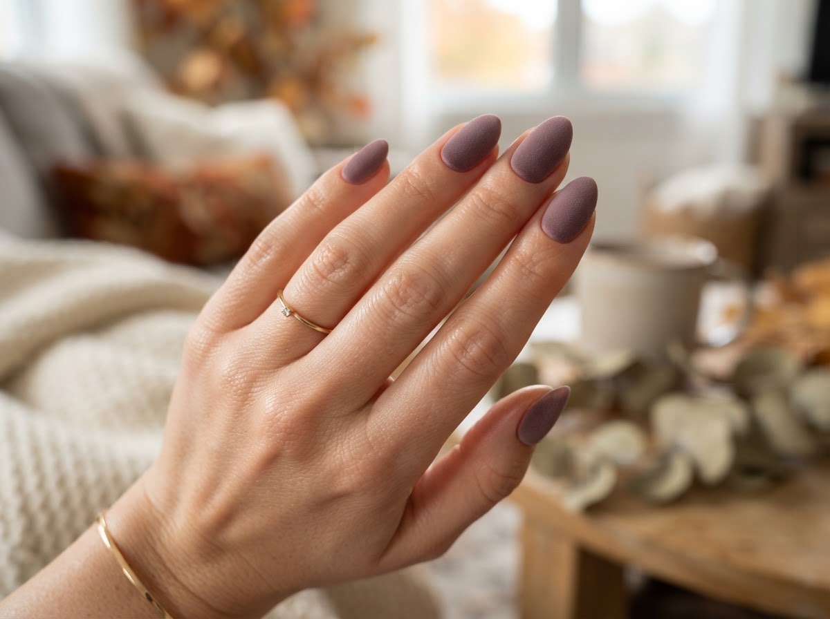 Mauve velvet matte nails September 2026
