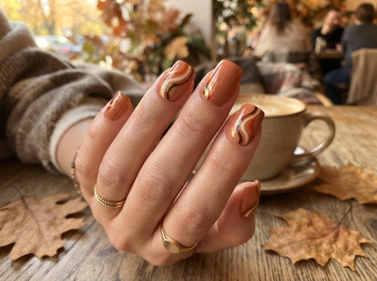 Terracotta nails with swirl design September 2026