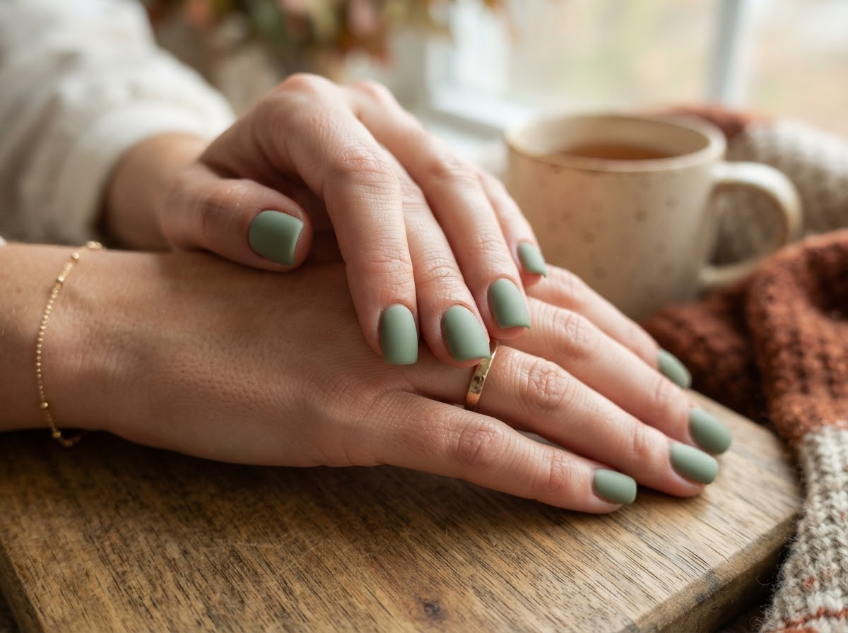 Sage green minimalist nails September 2026