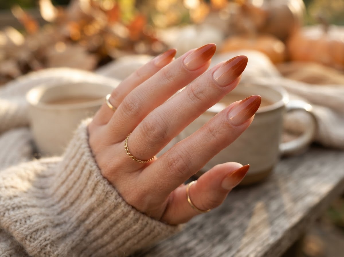 Rust ombré gradient nails September 2026