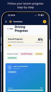 Tacholator learner app progress tracker screen