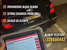 Diagnostyka samochodowa Mercedes SLK 350 — tablet Launch nad silnikiem