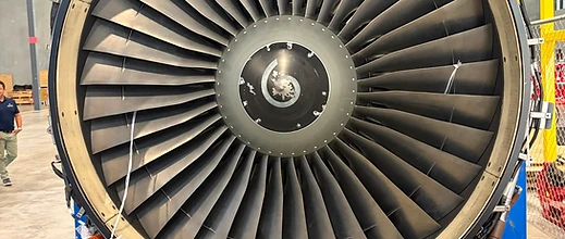 Jet engine intake fan close-up