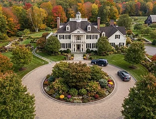 Circular paver driveway with center island planting