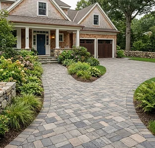 Coordinated paver driveway and front walkway