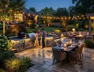 Outdoor kitchen and dining patio design