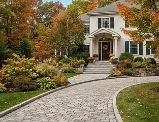 Stone paver driveway with granite entry steps