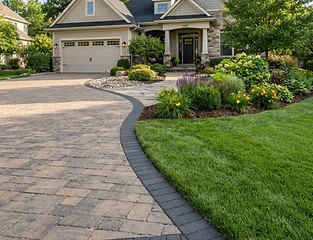 Paver driveway with contrasting border edge