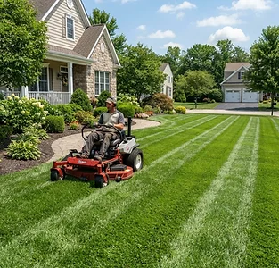 Lawn mowing service with clean cut pattern