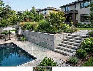 Concrete masonry retaining wall with clean lines