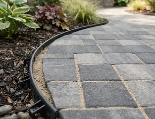 Paver installation detail with clean sand joints