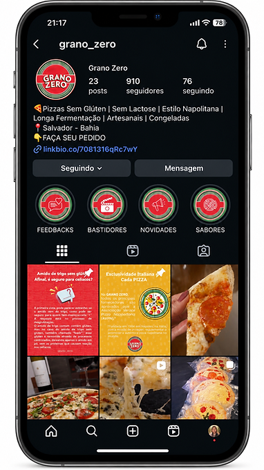 Perfil do Instagram da Grano Zero