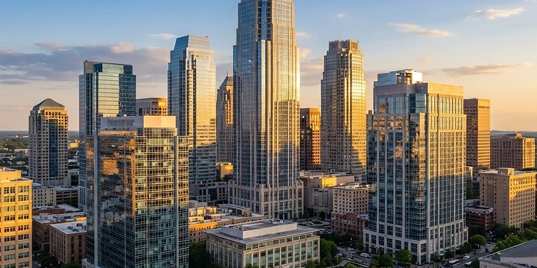 Charlotte, NC uptown skyline at golden hour