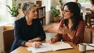 Insurance broker discussing business protection with a client