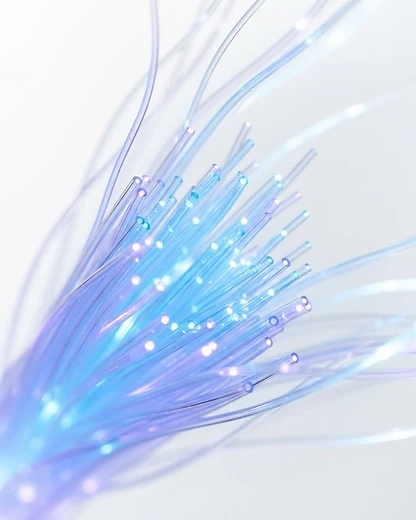 Blue and violet fiber-optic strands