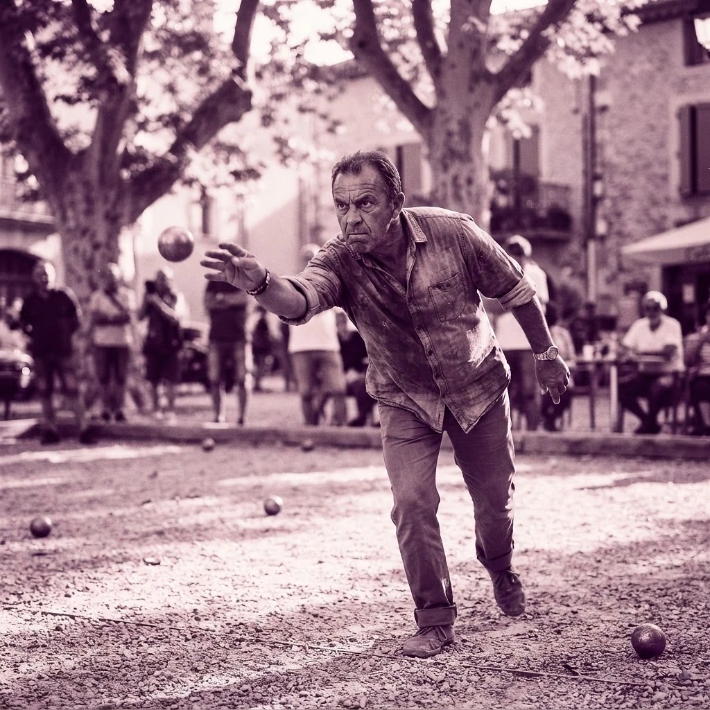Joueur de pétanque au lancer