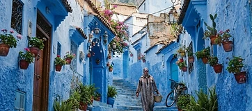Blue-painted streets of Chefchaouen in the Rif Mountains