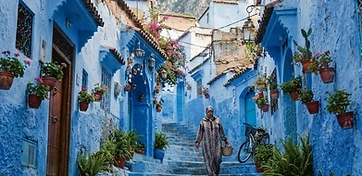 Blue-painted streets of Chefchaouen in the Rif Mountains