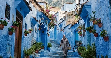 Blue-painted streets of Chefchaouen in the Rif Mountains