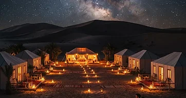 Golden Sahara dunes near Merzouga, Morocco