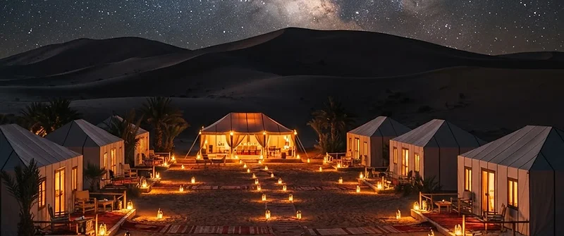 Golden Sahara dunes near Merzouga, Morocco