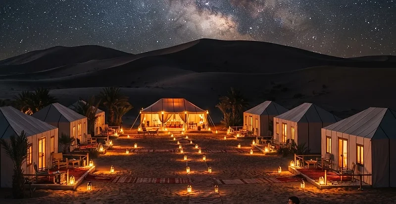 Golden Sahara dunes near Merzouga, Morocco