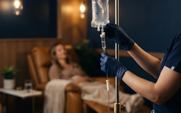 A Summit Elite nurse preparing an IV hydration drip