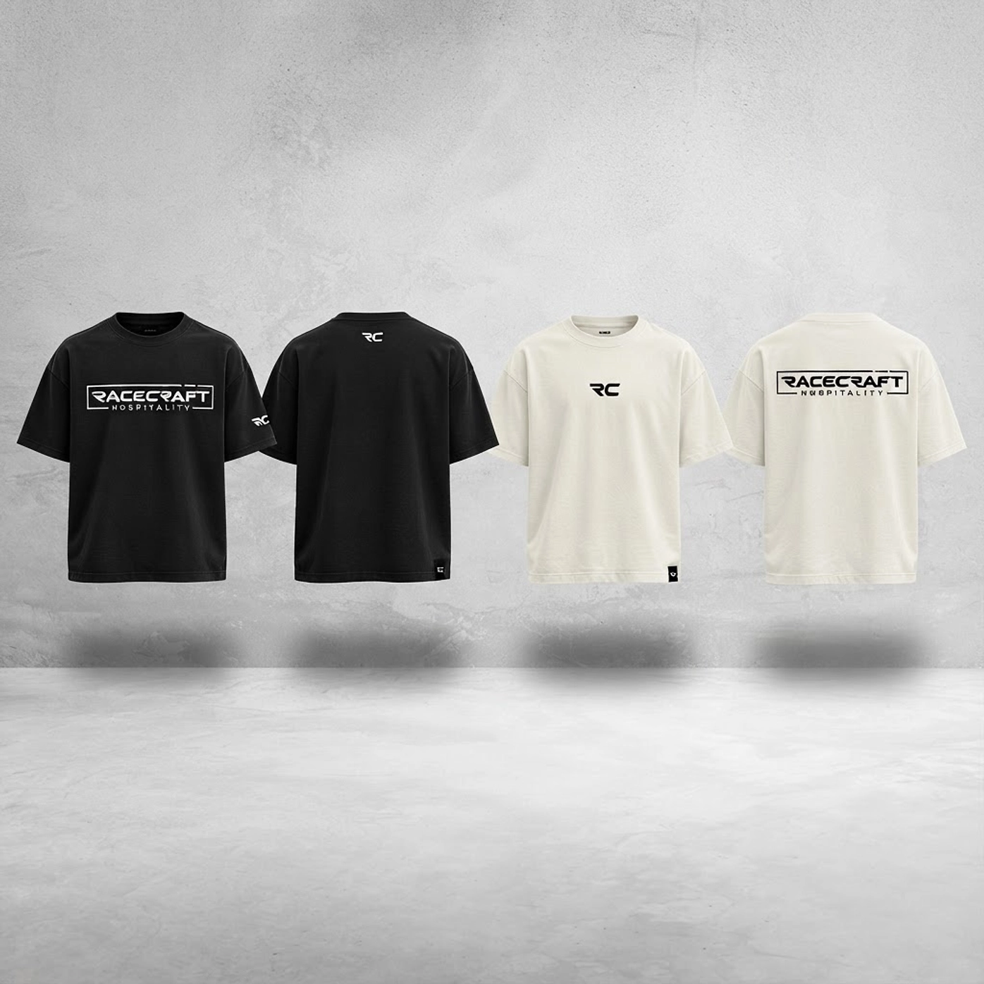 RaceCraft black tee, front and back