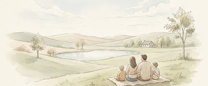 A family looking toward their future together