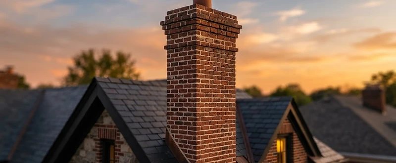 Restored red brick chimney completed by HMR Chimney & Masonry Repair