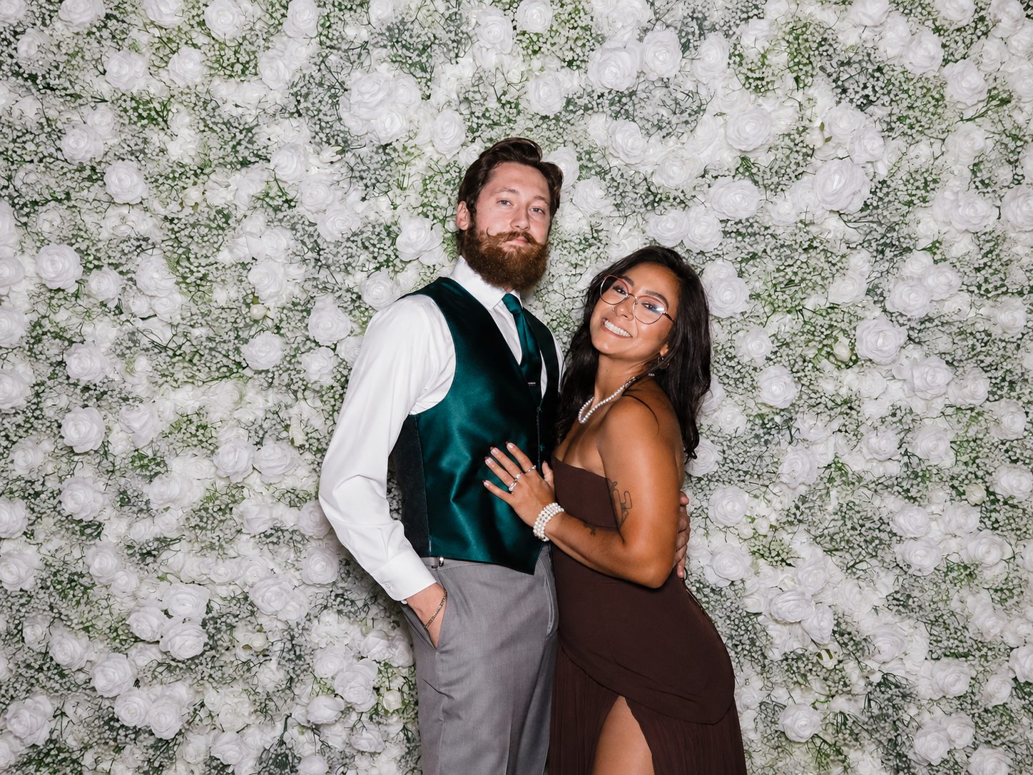 White Rose and Baby's Breath photo booth backdrop
