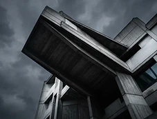Sculptural concrete architecture with clean structural lines
