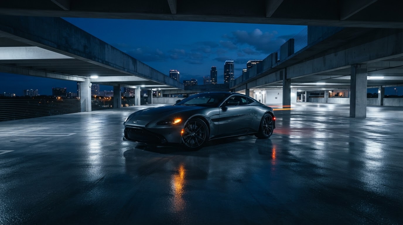 Keys Motors West Palm Beach automotive gallery at blue hour