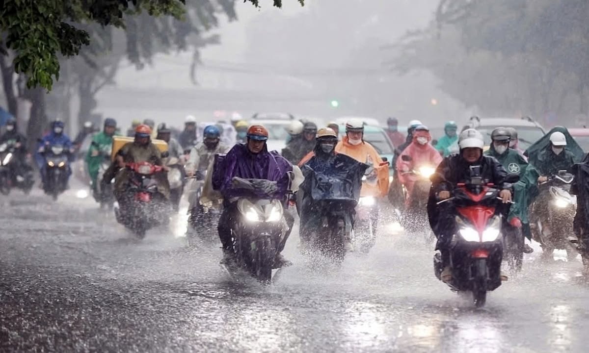 Heavy rain on a Ho Chi Minh City street during the September 2026 rainy season