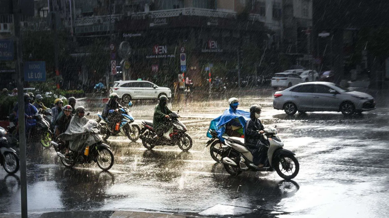 Wet street in Ho Chi Minh City following heavy rainfall