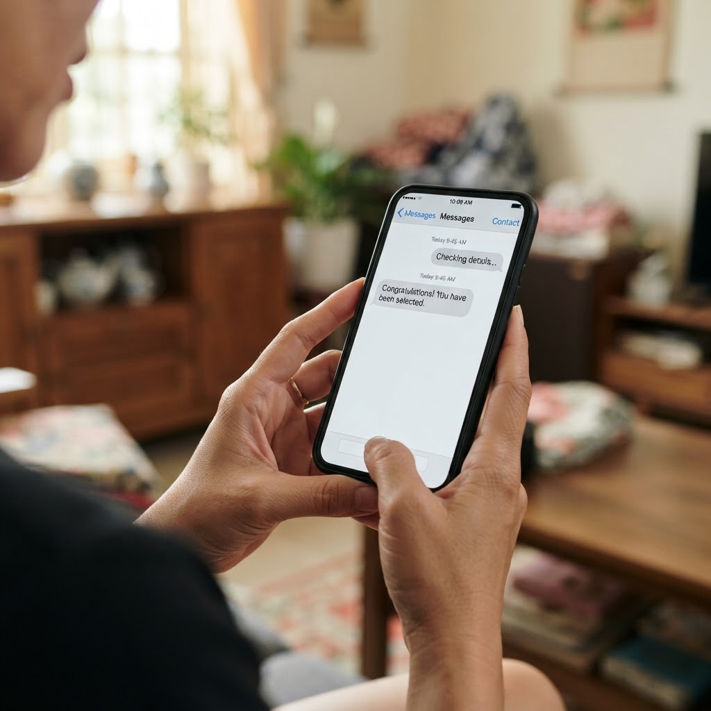 A Vietnamese job seeker receives a suspicious recruitment message on a smartphone