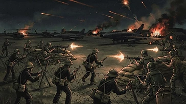 1968年に起きたビエンホア空軍基地へのベトコンによる奇襲攻撃を説明する歴史図解