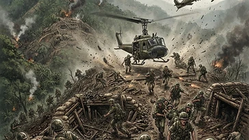 1970年のリップコード基地の戦いを描いた歴史的イラスト