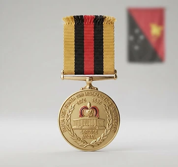 Papua New Guinea 10th Independence Anniversary Medal, Service medal, Papua New Guinea medal