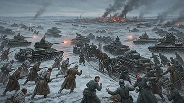 第二次世界大戦中のOperation Uranusを解説する歴史的なイラスト